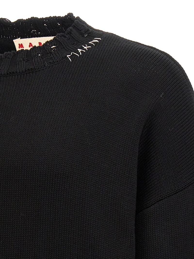 Destroyed effect sweater 100% cotton MARNI Black