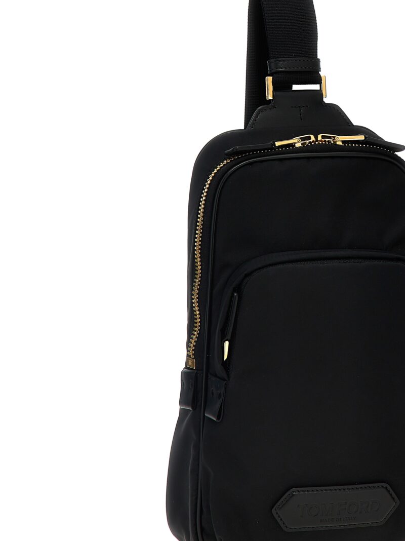 Logo nylon shoulder strap Man TOM FORD Black