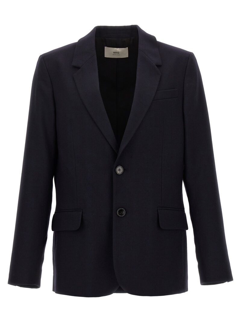 Single-breasted wool blazer AMI PARIS Blue