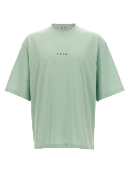 Logo print T-shirt MARNI Light Blue