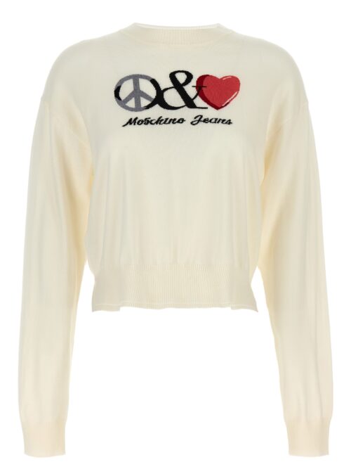 Logo intarsia sweater MO5CH1NO JEANS White