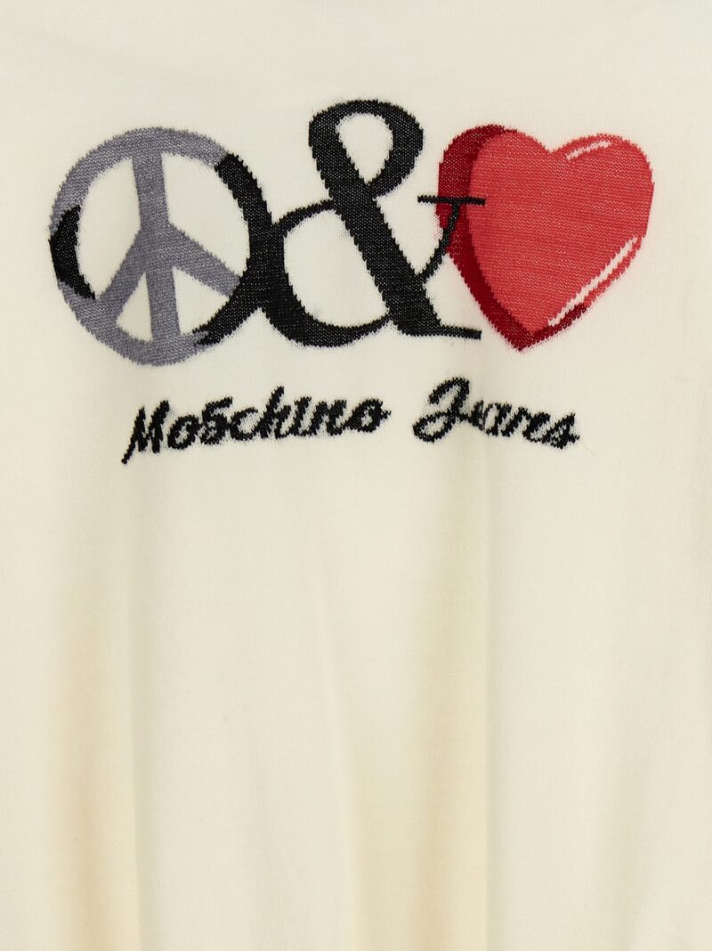 Logo intarsia sweater 100% virgin wool MO5CH1NO JEANS White