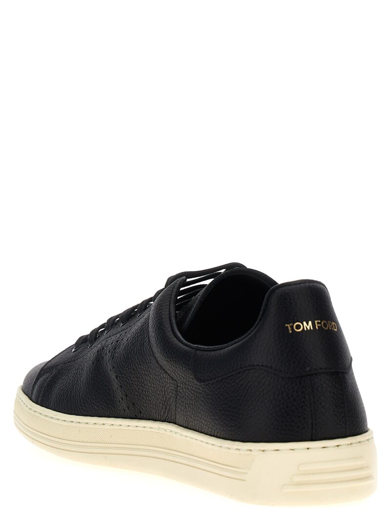 Logo leather sneakers Man TOM FORD White/Black