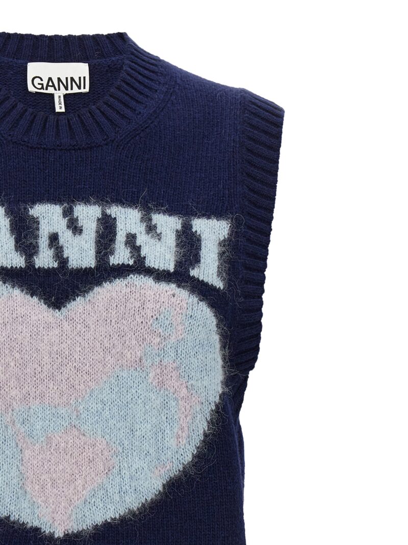 Logo intarsia vest Woman GANNI Blue