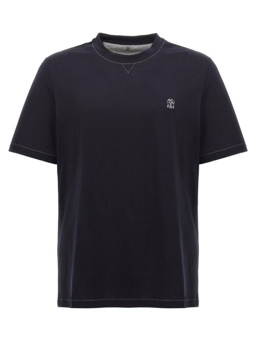 Logo embroidery t-shirt BRUNELLO CUCINELLI Blue