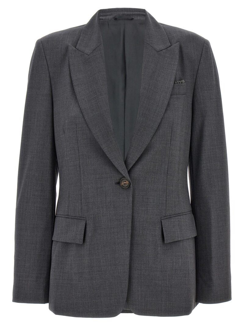 'Monile' single-breasted blazer BRUNELLO CUCINELLI Gray