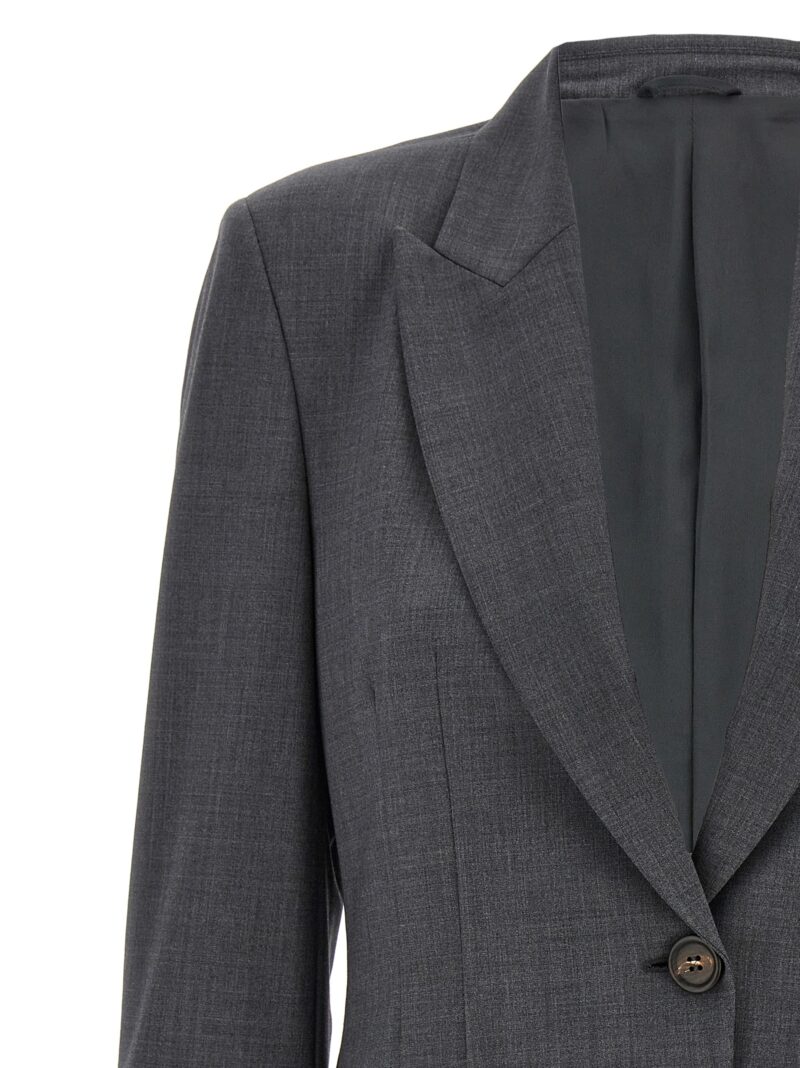 'Monile' single-breasted blazer Woman BRUNELLO CUCINELLI Gray