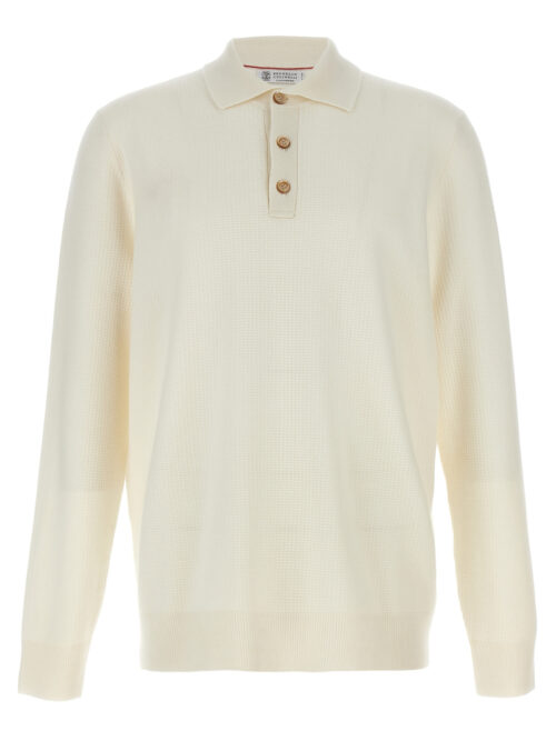 Polo cashmere sweater BRUNELLO CUCINELLI White