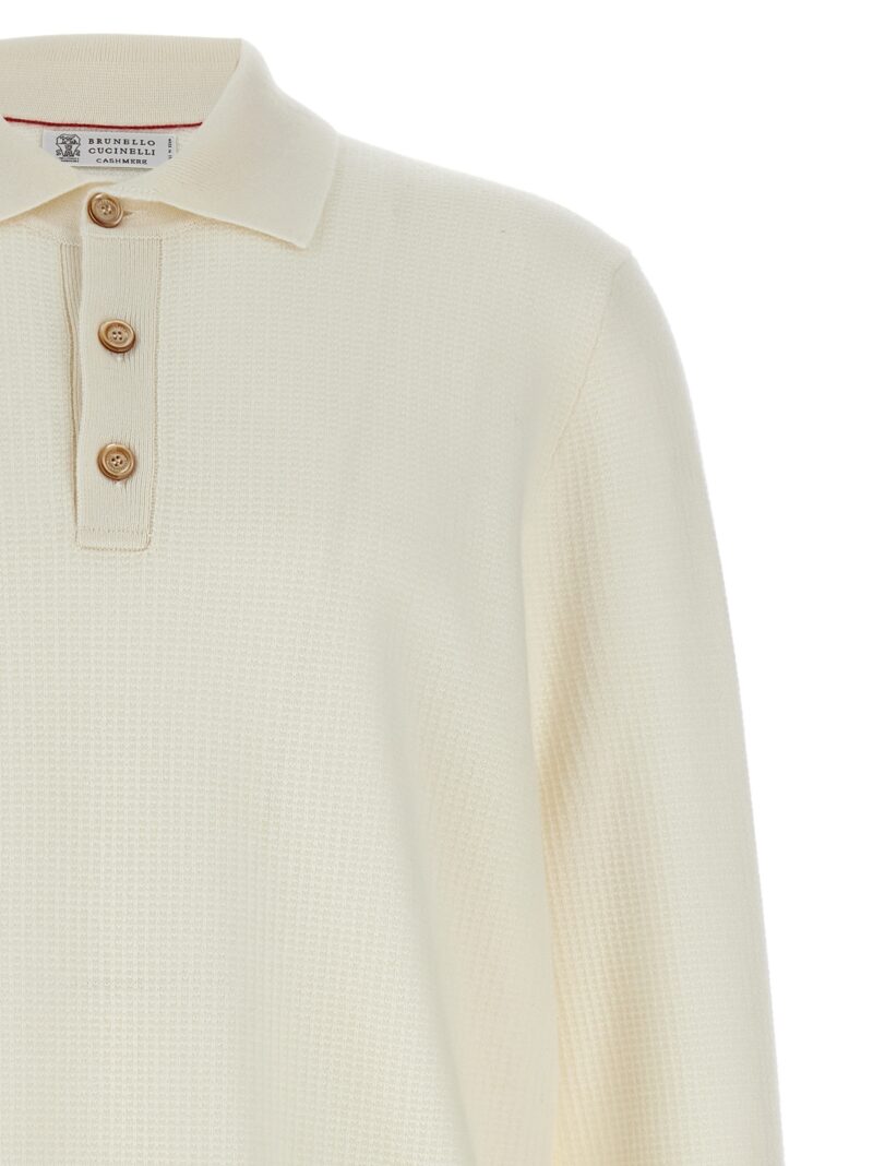 Polo cashmere sweater Man BRUNELLO CUCINELLI White