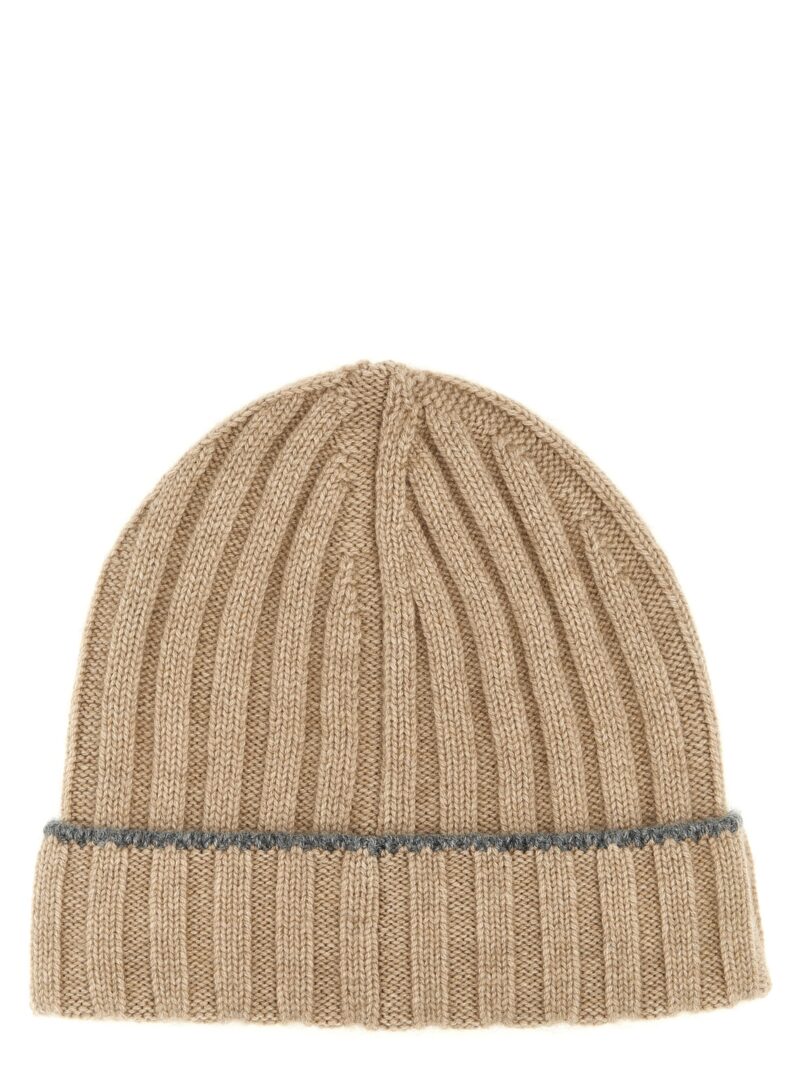 Contrast line beanie BRUNELLO CUCINELLI Beige