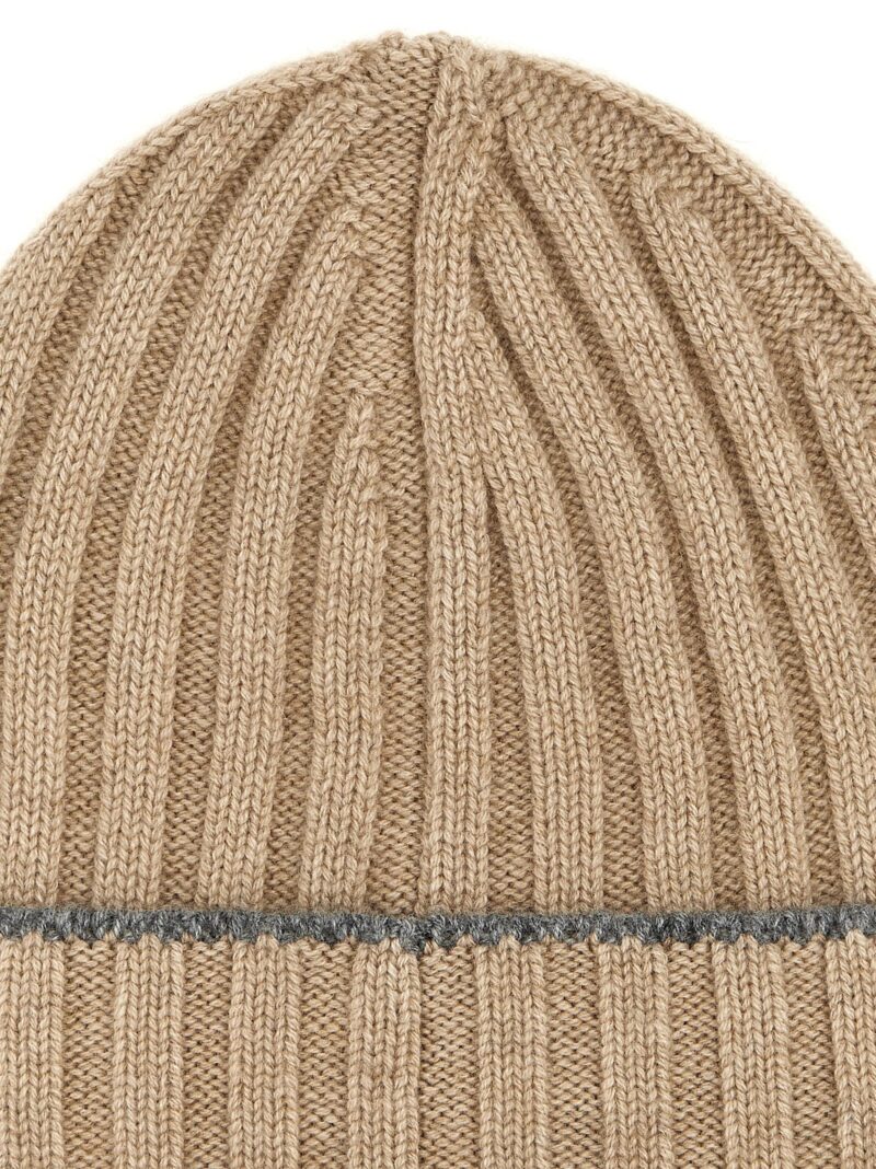 Contrast line beanie Man BRUNELLO CUCINELLI Beige