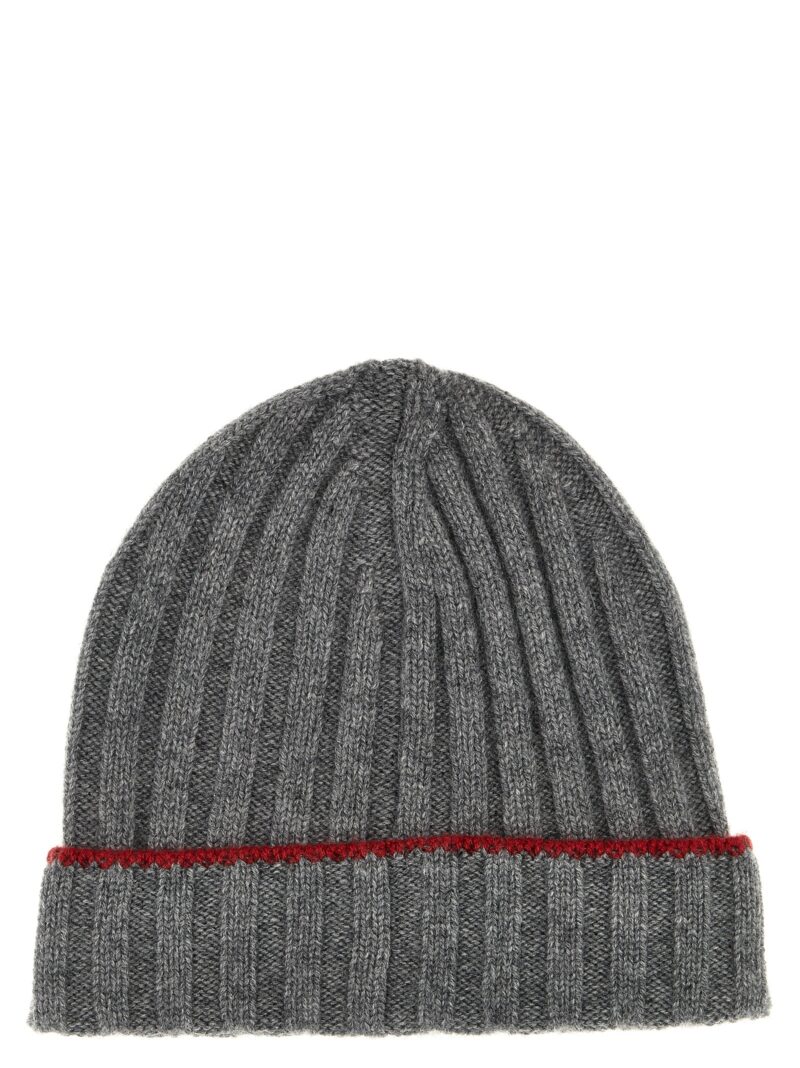 Contrast line beanie BRUNELLO CUCINELLI Gray