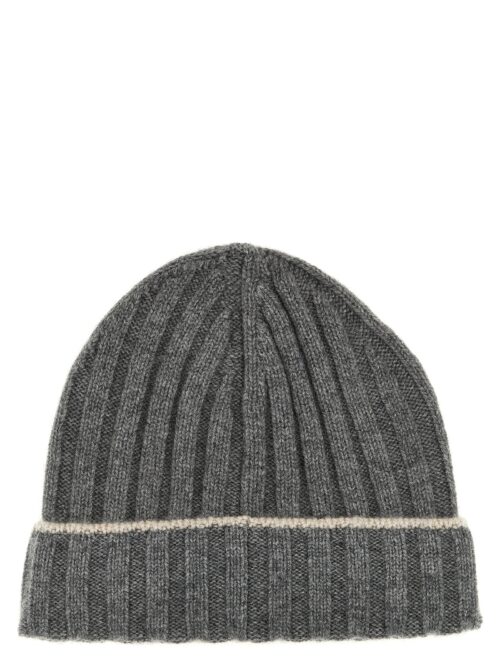 Contrast line beanie BRUNELLO CUCINELLI Gray