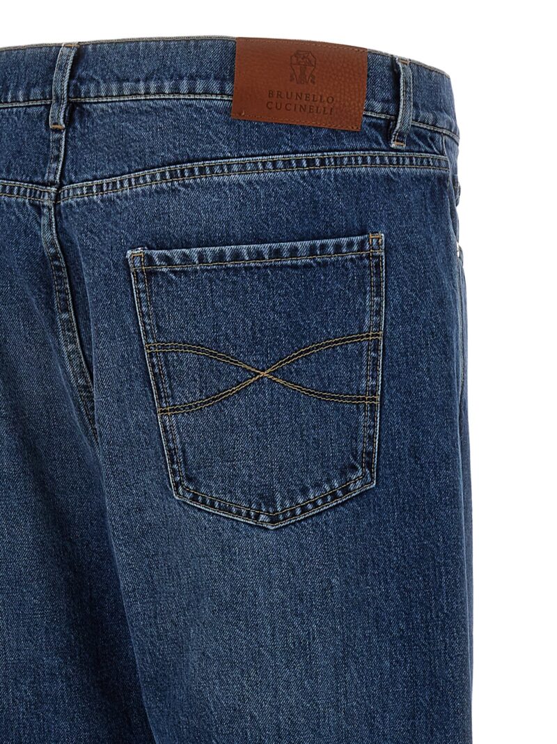 Logo embroidery jeans 100% cotton BRUNELLO CUCINELLI Blue