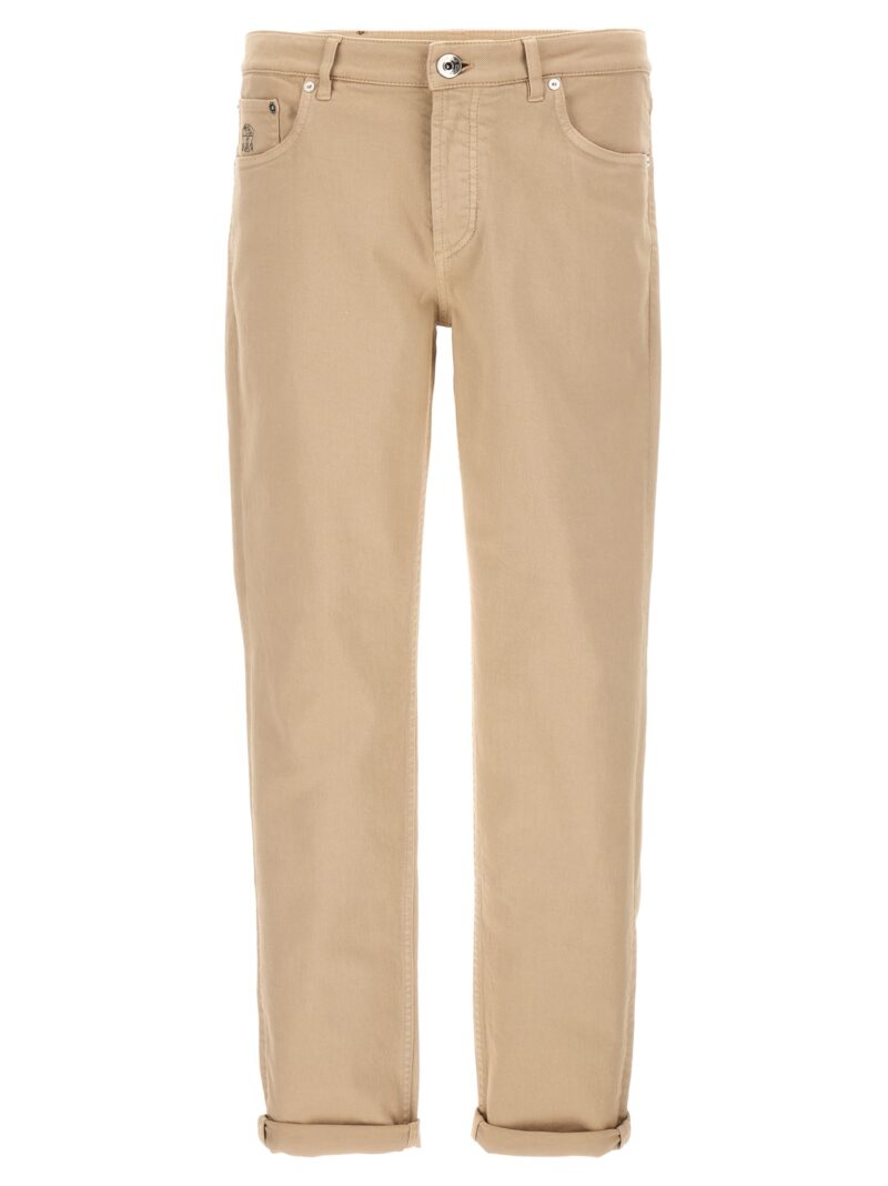 Logo embroidery jeans BRUNELLO CUCINELLI Beige