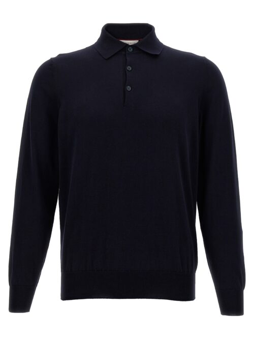 Knitted polo shirt BRUNELLO CUCINELLI Blue