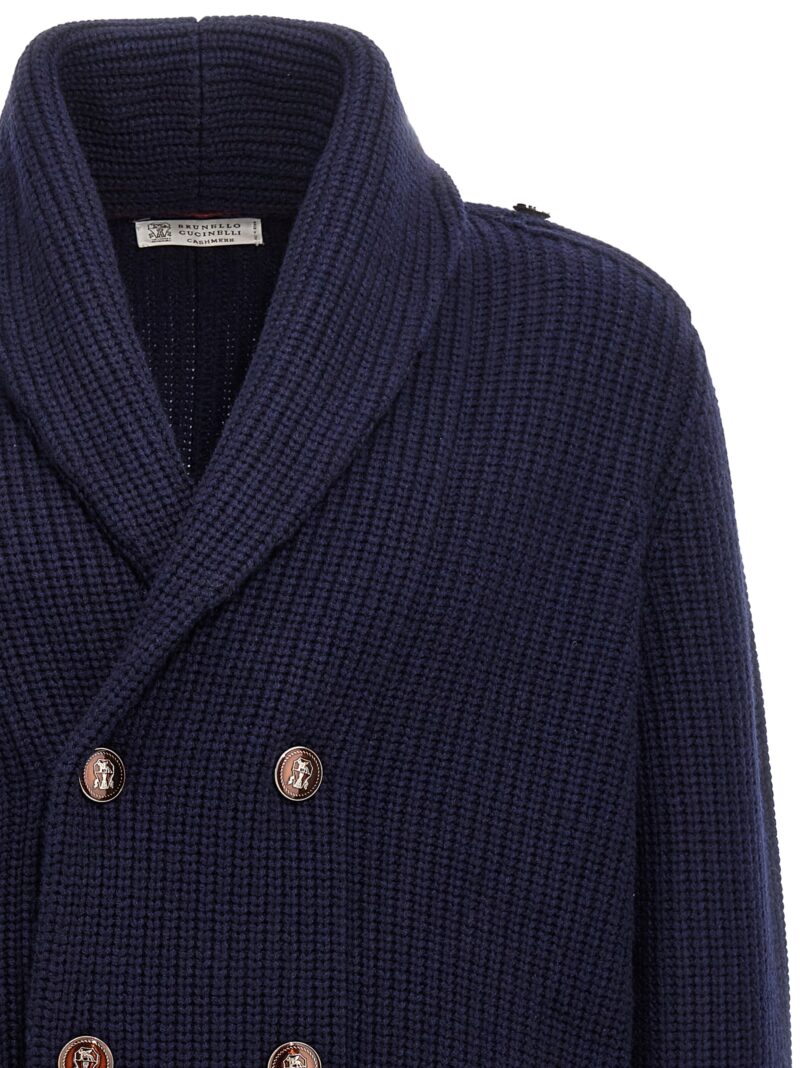 Double-breasted cardigan Man BRUNELLO CUCINELLI Blue