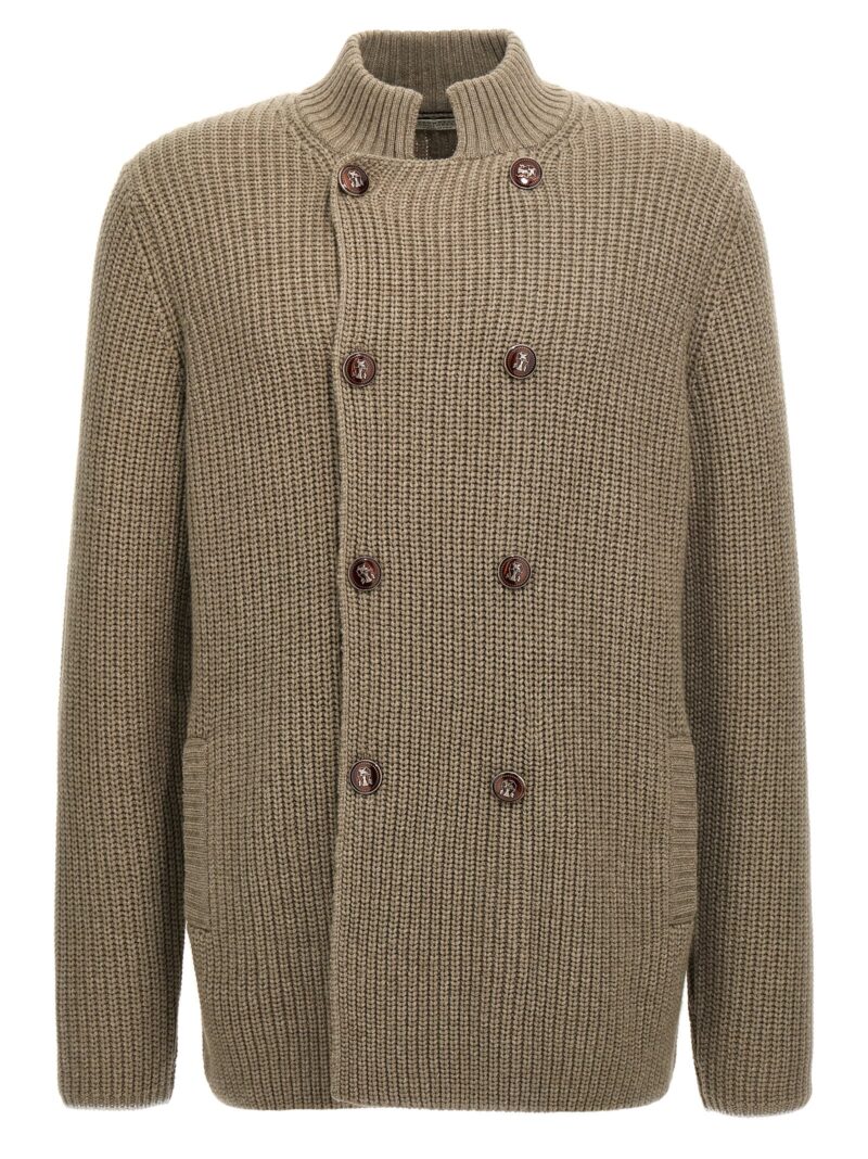 Double-breasted cardigan BRUNELLO CUCINELLI Green