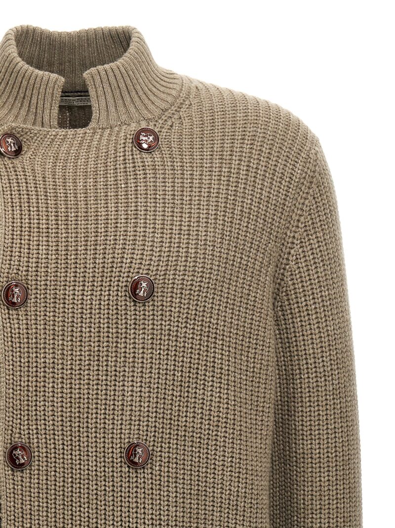 Double-breasted cardigan Man BRUNELLO CUCINELLI Green