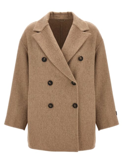 'Monile' Double-Breasted Coat BRUNELLO CUCINELLI Beige