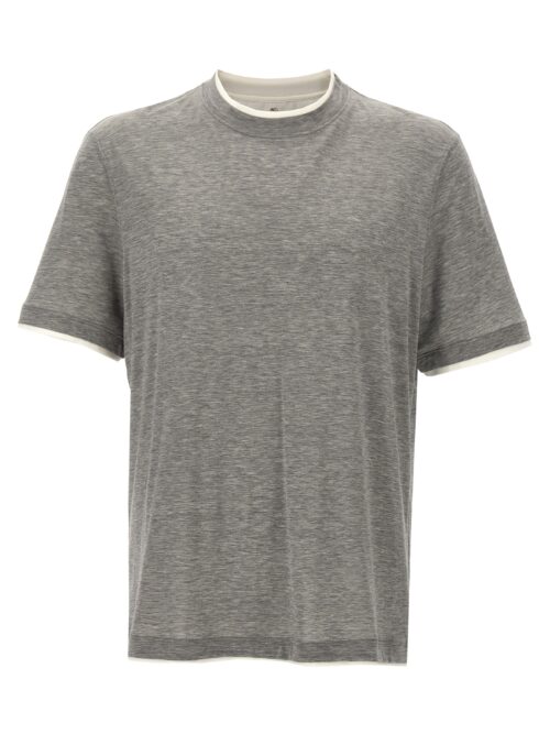 Double layer t-shirt BRUNELLO CUCINELLI Gray