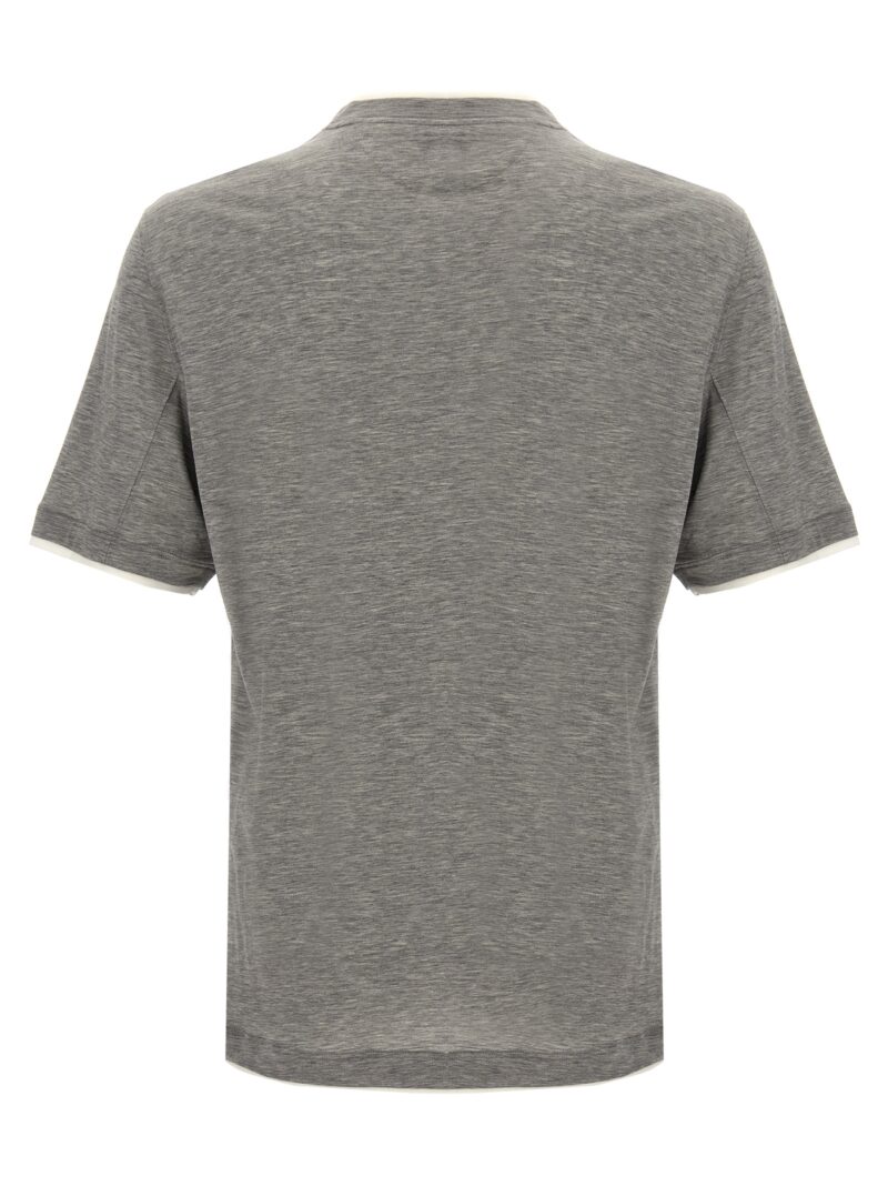 Double layer t-shirt MD8217427CNZ17 BRUNELLO CUCINELLI Gray