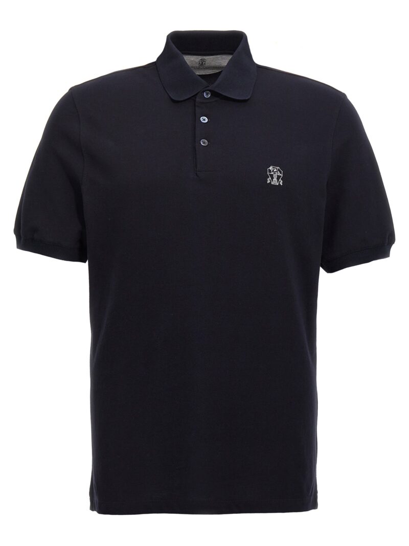 Logo print polo shirt BRUNELLO CUCINELLI Blue