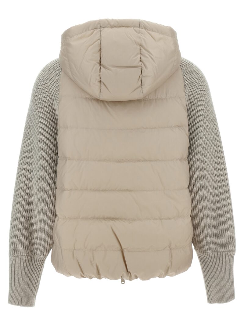 Hooded down jacket with 'Solomeo' inserts MH5042699C7958 BRUNELLO CUCINELLI Beige