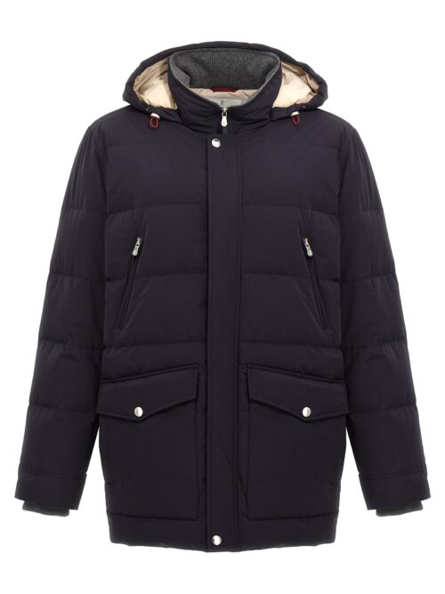 Hooded down jacket BRUNELLO CUCINELLI Blue