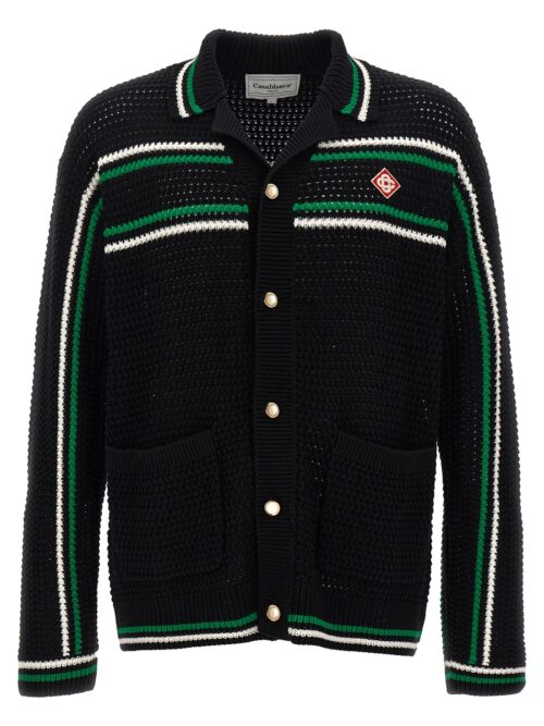 'Crochet Effect Tennis Shacket' cardigan CASABLANCA Black