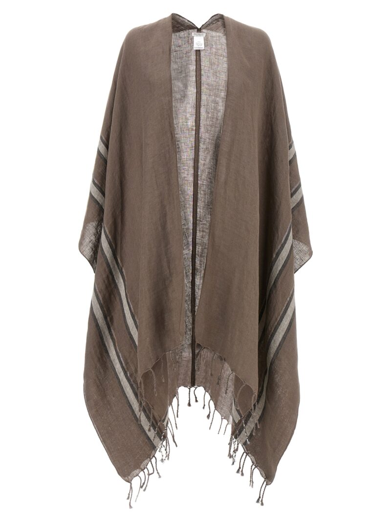 Linen poncho BRUNELLO CUCINELLI Gray