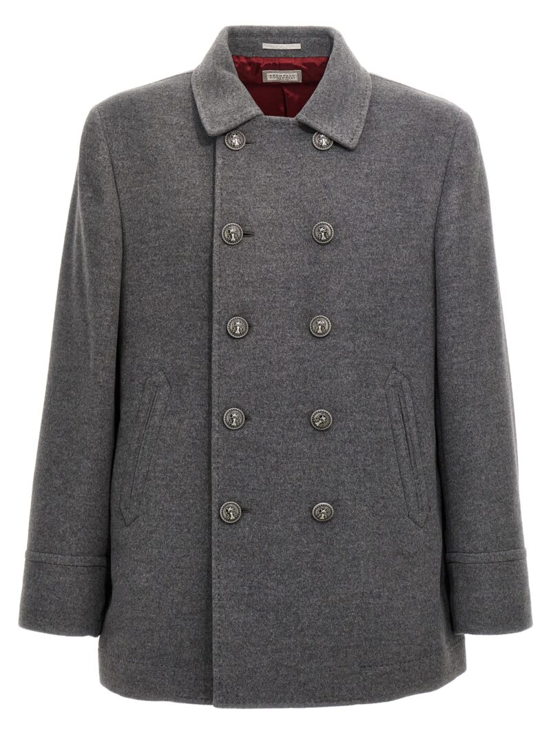 Double-breasted coat BRUNELLO CUCINELLI Gray