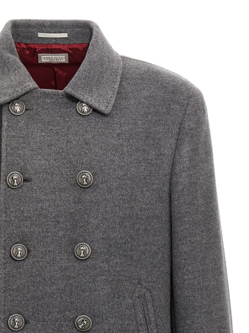 Double-breasted coat Man BRUNELLO CUCINELLI Gray