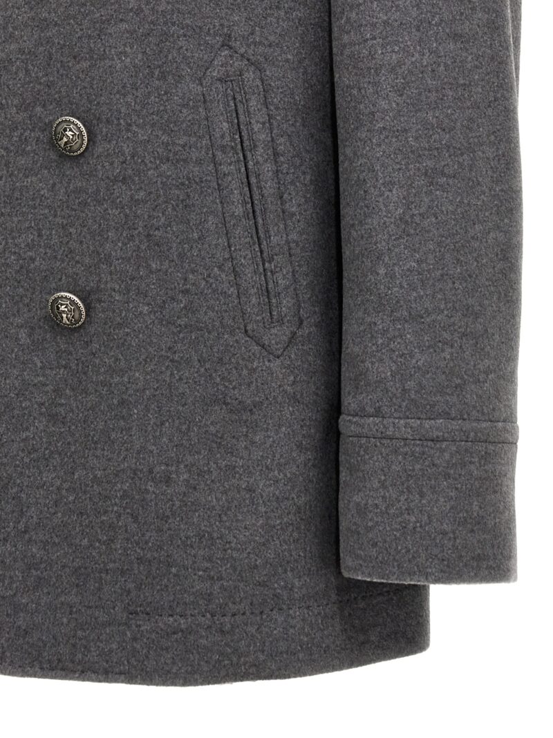 Double-breasted coat 100% cashmere BRUNELLO CUCINELLI Gray