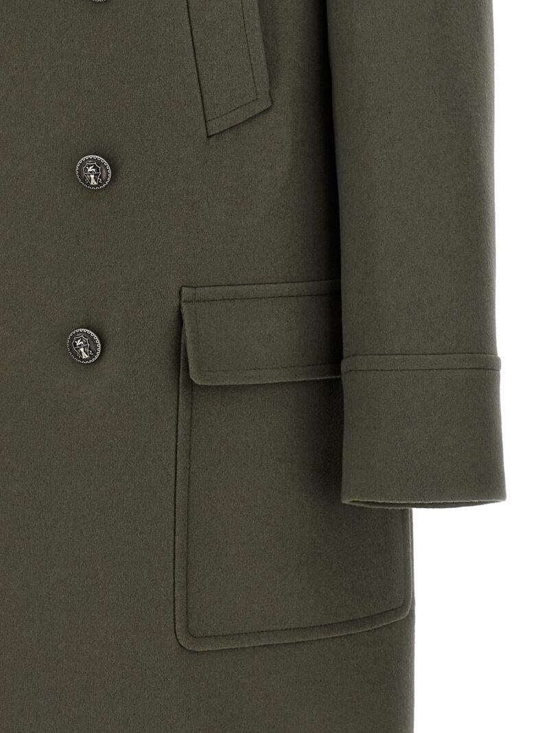 Double-breasted long coat 100% wool BRUNELLO CUCINELLI Green