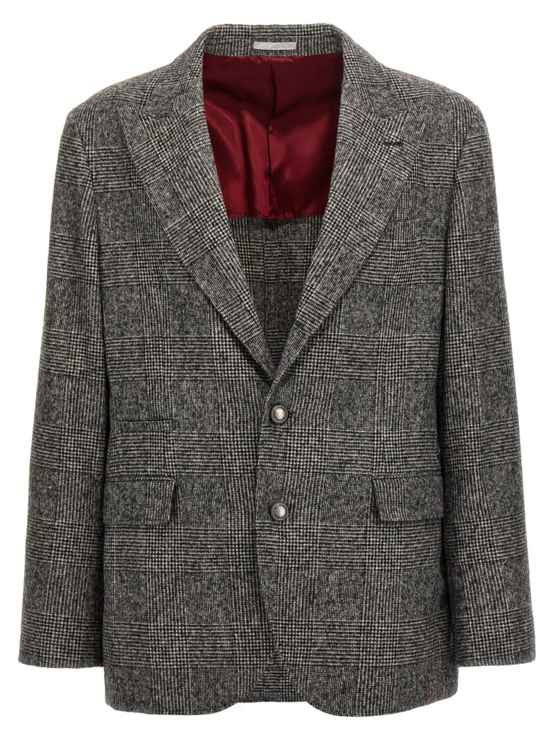 Check single-breasted blazer BRUNELLO CUCINELLI Gray