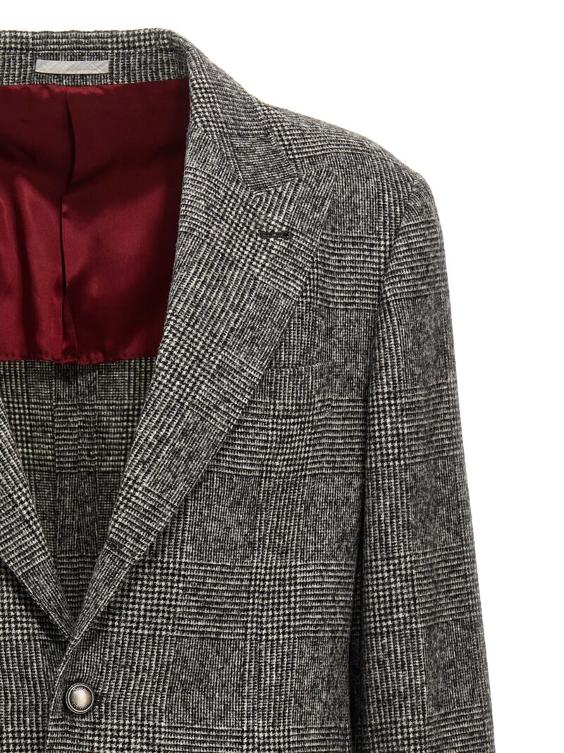 Check single-breasted blazer Man BRUNELLO CUCINELLI Gray