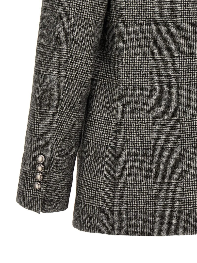 Check single-breasted blazer 58% alpaca wool 27% wool 15% polyamide BRUNELLO CUCINELLI Gray