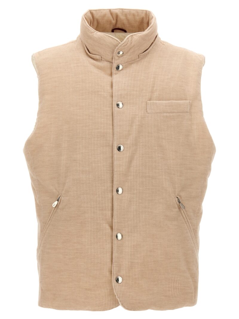 Ribbed velvet vest MY4761775CRK42 BRUNELLO CUCINELLI Beige