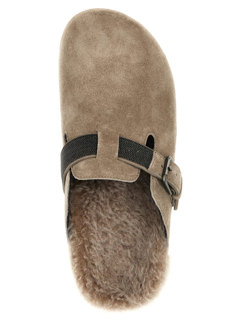 'Monile' sabots 100% leather BRUNELLO CUCINELLI Gray