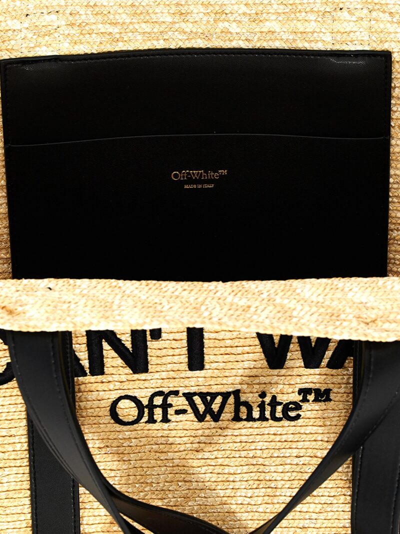 'Day Off' shopping bag 100% straw OFF-WHITE Black