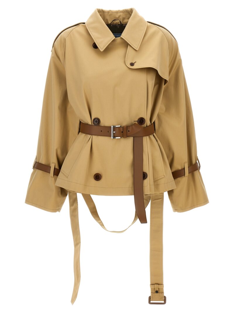 Short twill trench coat P655RKSOOO14ZFF0151 PRADA Beige