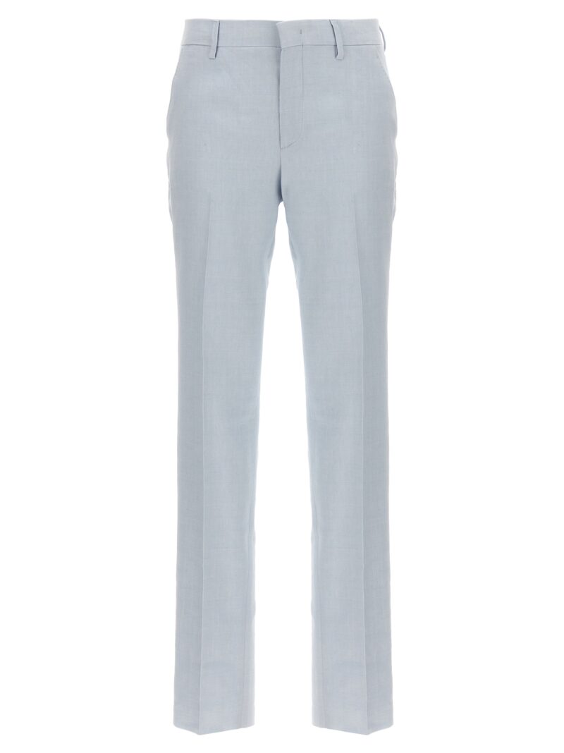 Linen blend trousers TAGLIATORE Light Blue