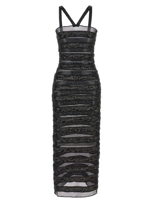 'Paillettes Stripes' dress OSÈREE Black