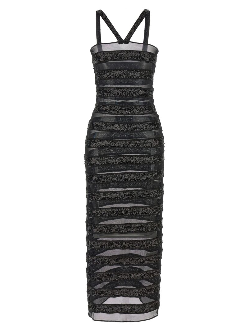 'Paillettes Stripes' dress OSÈREE Black