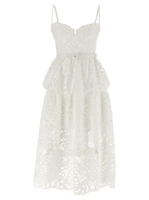 'White Cotton Lace Tiered Midi' dress SELF PORTRAIT White