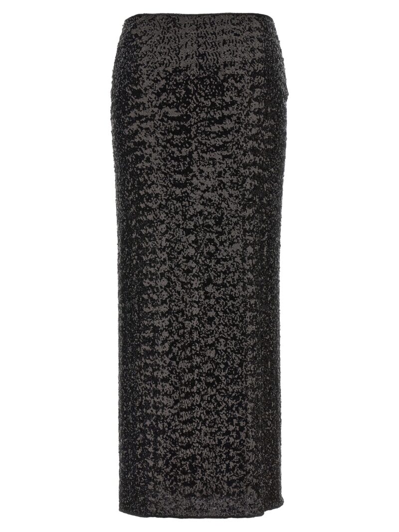 'Paillettes Long' skirt PRF246BLACK OSÈREE Black