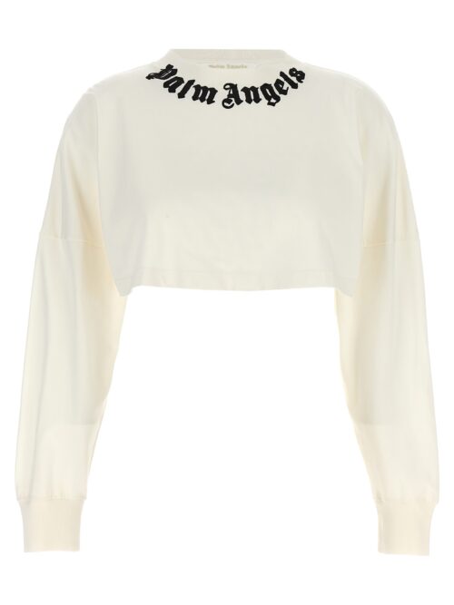 'Neck Logo' cropped T-shirt PALM ANGELS White/Black