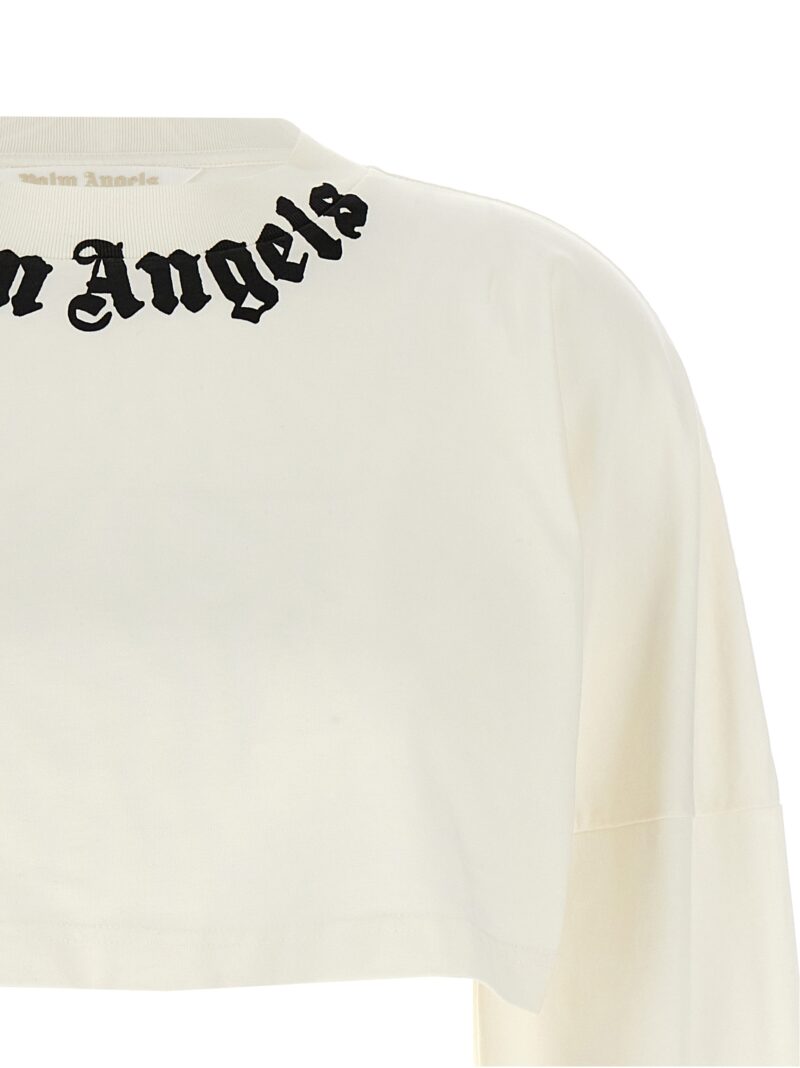 'Neck Logo' cropped T-shirt Woman PALM ANGELS White/Black