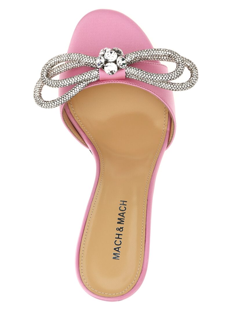 'Double Bow Round Toe Barbie Satin' mules  MACH & MACH Pink